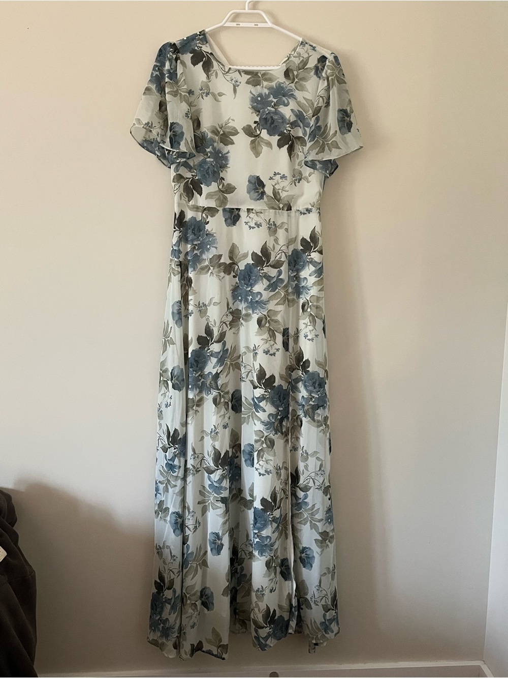 Baltic Born Cream Maxi Dress with Blue Floral Print